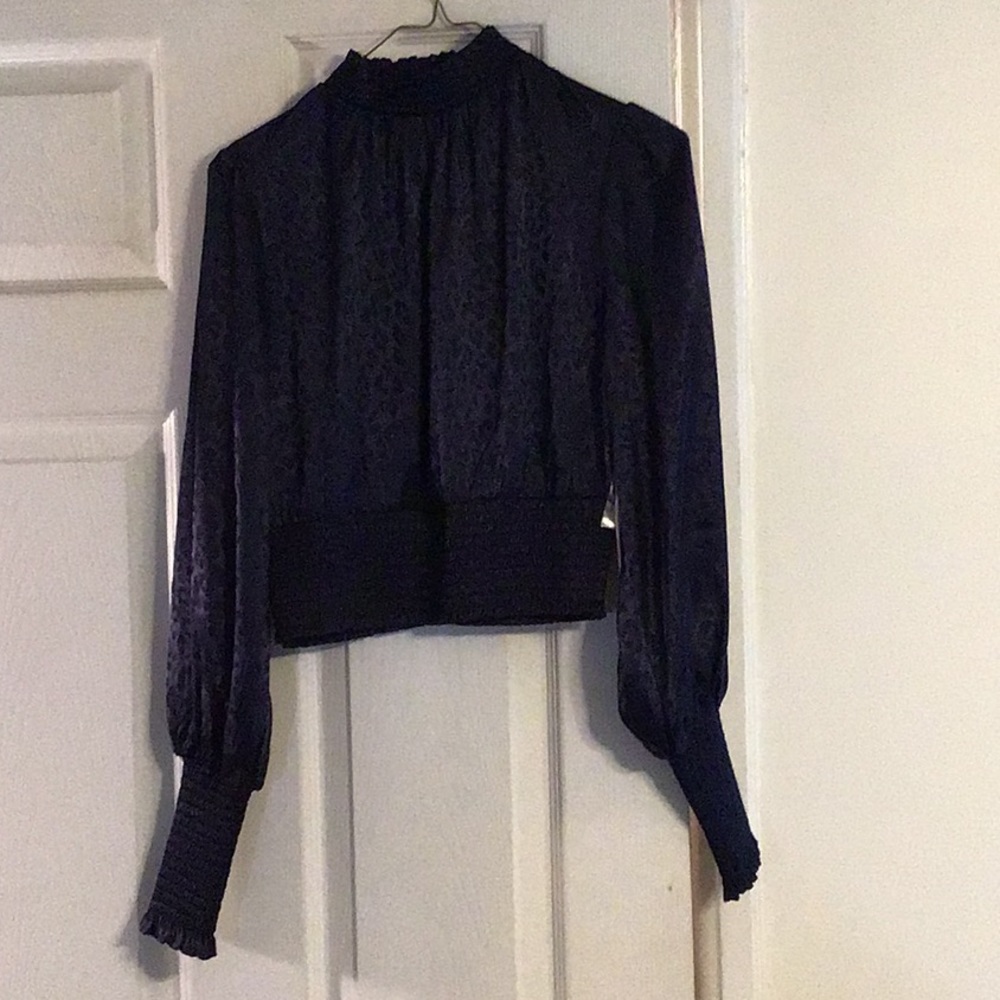 Aqua cropped navy blue top